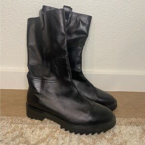 Vero Cuoio Black Leather Platform Boots